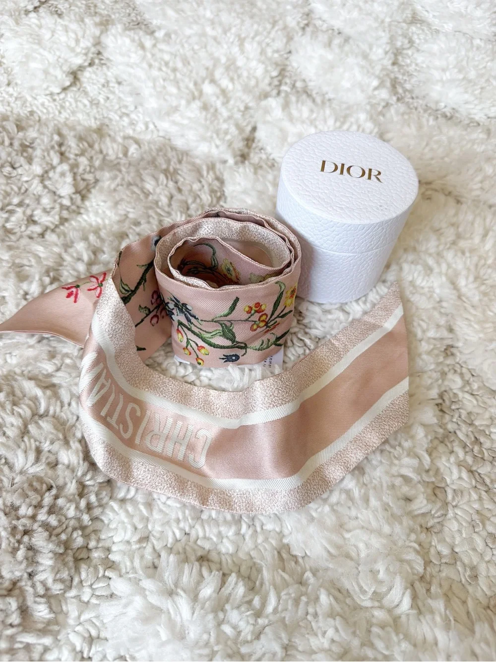 Christian Dior Pink D-Millefiori Mitzah Printed Silk Bandeau Scarf Twilly